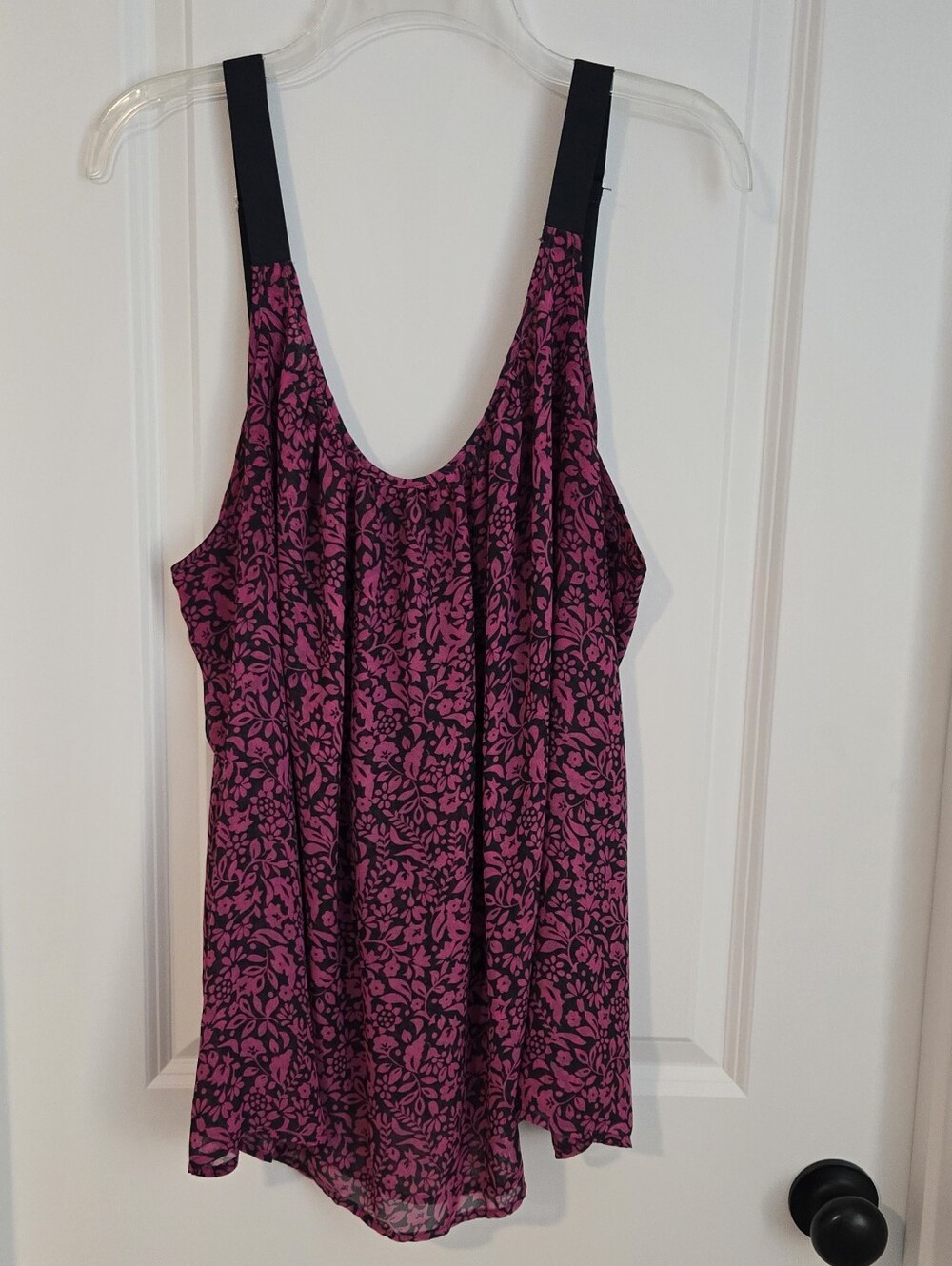 Lane Bryant Pink and Blue Floral Scoop Neck Tank